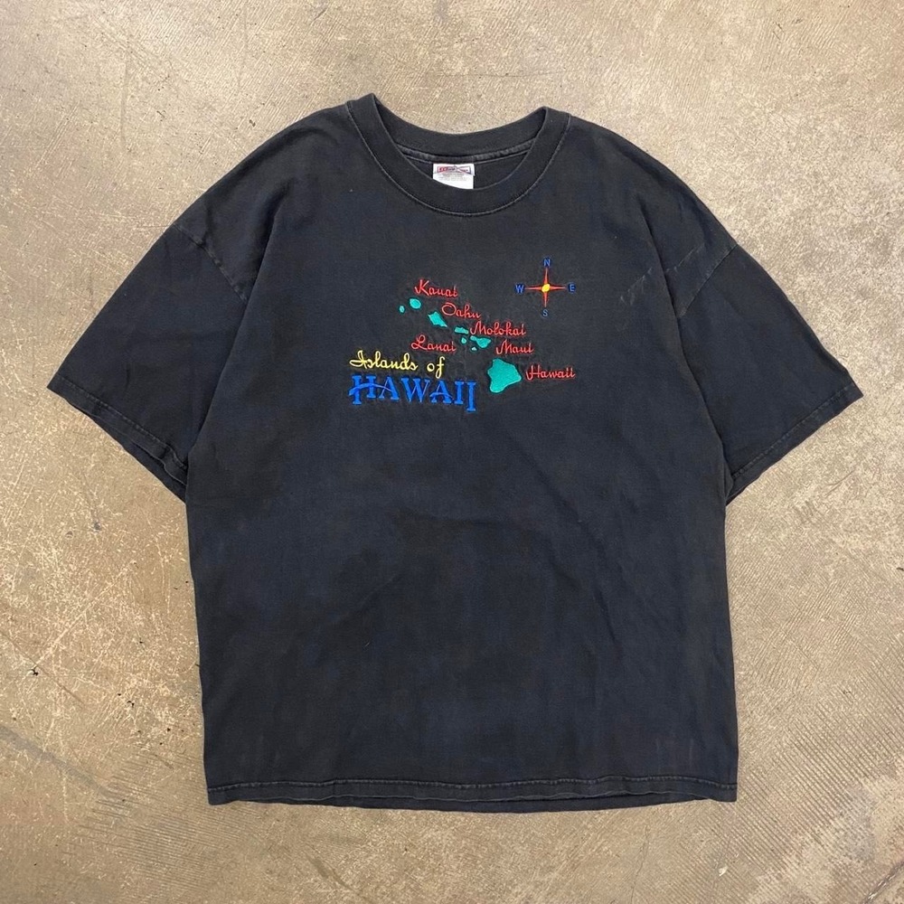 Vintage Hawaii Islands 90s Destination Surf Nature Embroidery T-Shirt Size XL